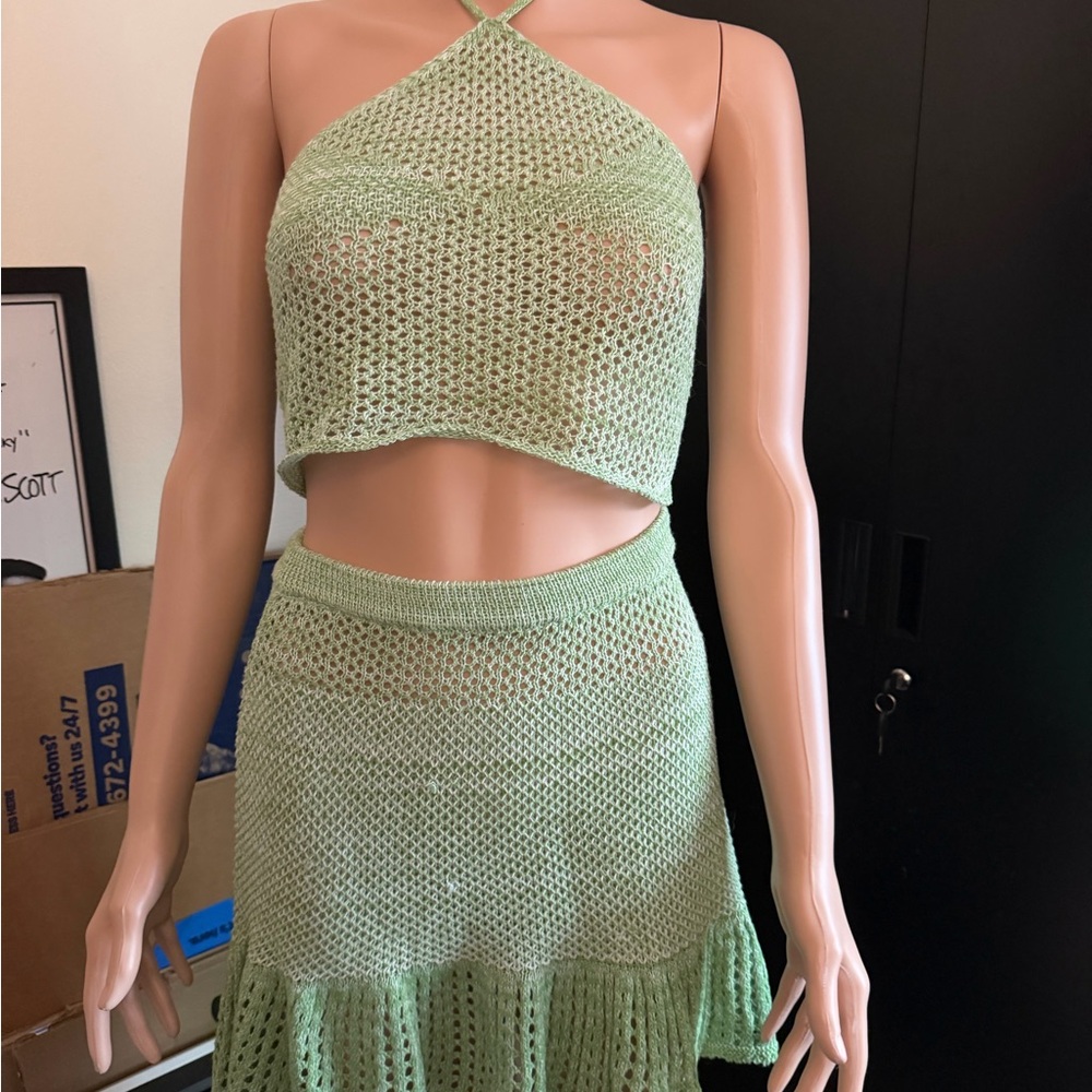 Amazon Green Crochet Halter Top